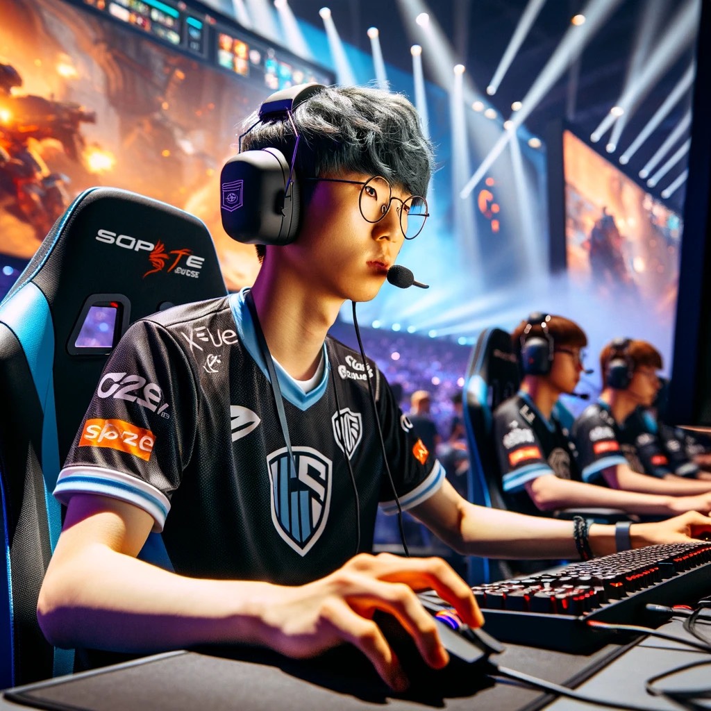 DALL·E 2024-04-22 20.47.42 - A focused and competitive scene featuring a young Korean male professio